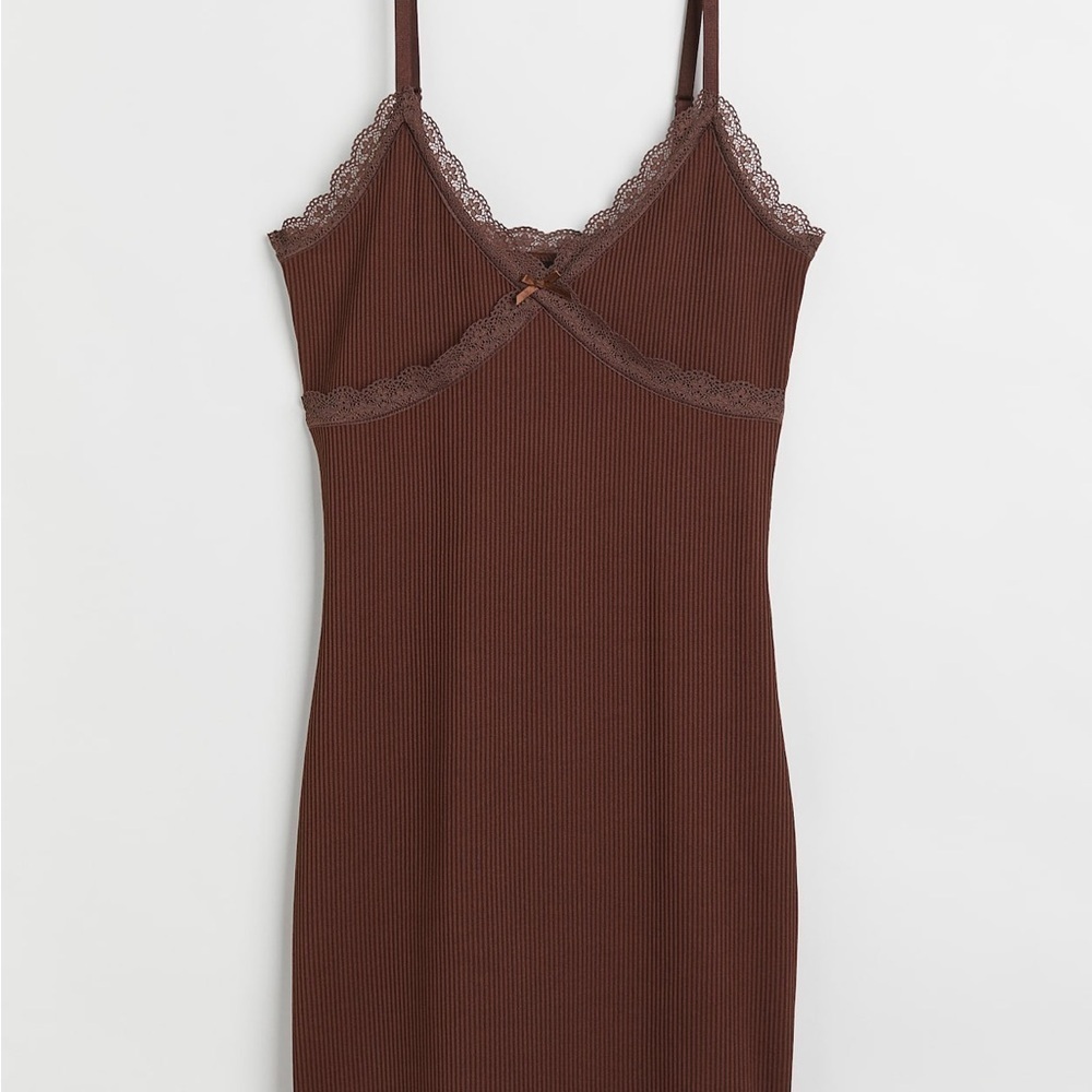 H&M Chocolate Brown Ribbed Bodycon Dress